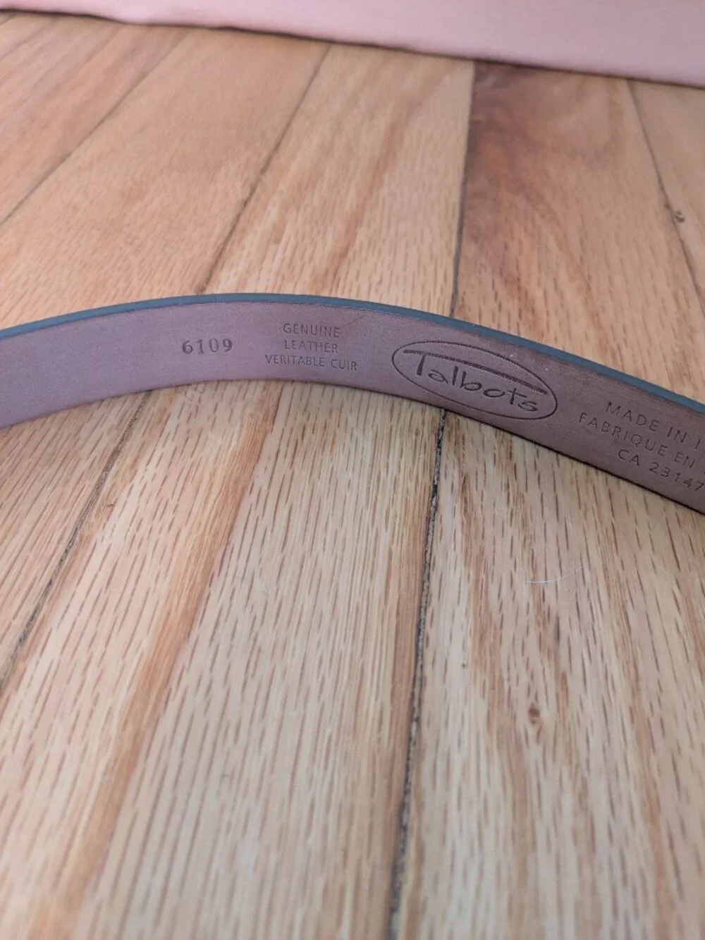 talbots made in italy genuine leather thin belt L XL interlocking metal buckle